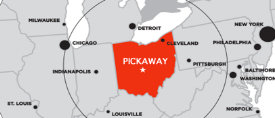 Regional map of Pickaway County within the Columbus Region